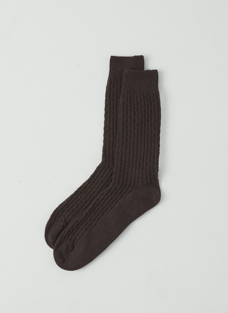 Textured Cotton Socks | Peat Melange