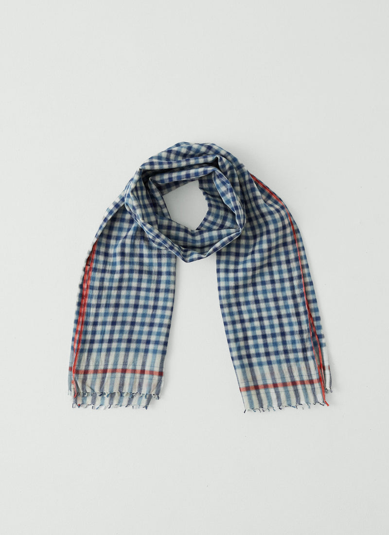 Moismont Cotton Gingham Scarf | Indigo