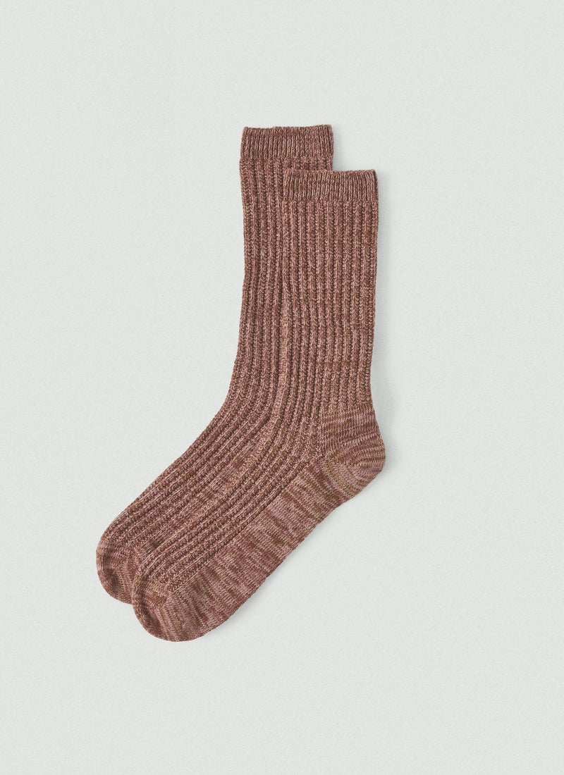 Ribbed Cotton Marl Socks | Ash Pink Multi