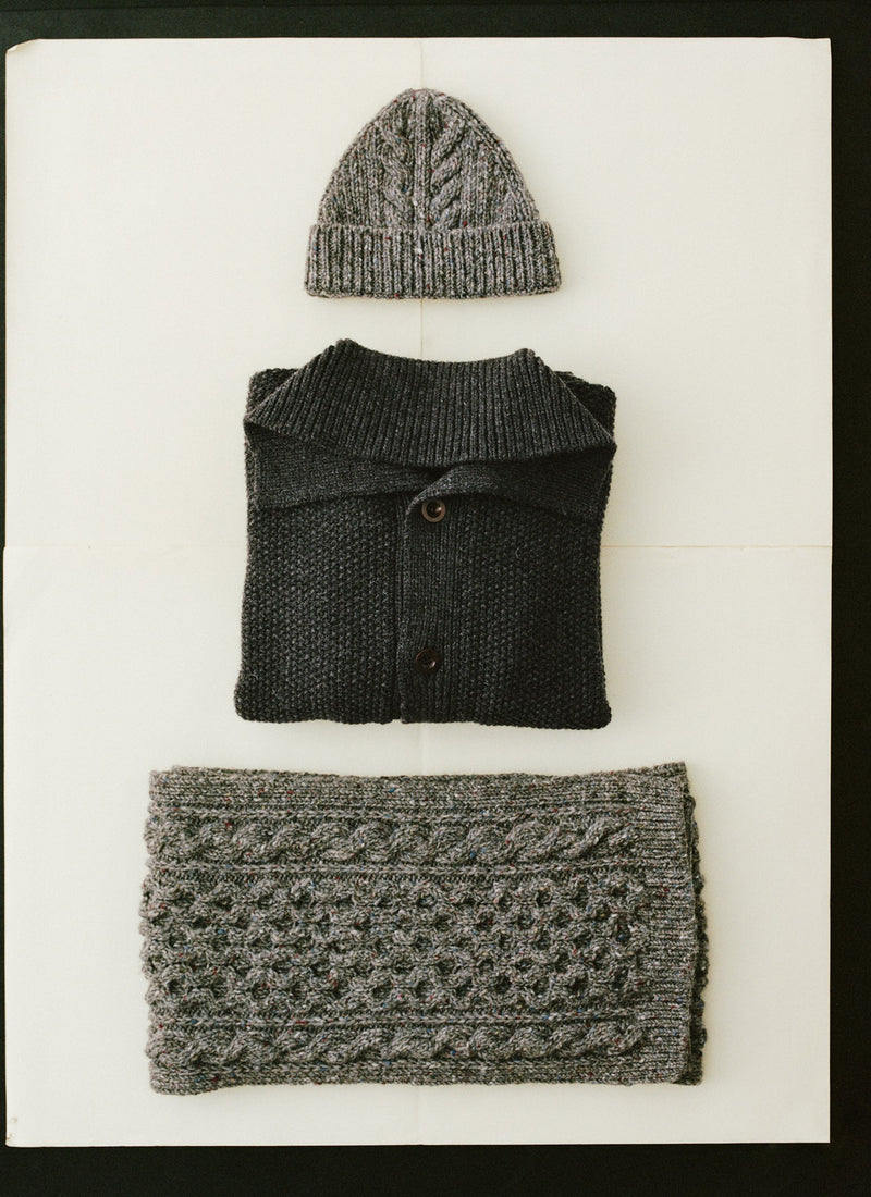Cable Knit Donegal Wool Scarf | Iron Grey