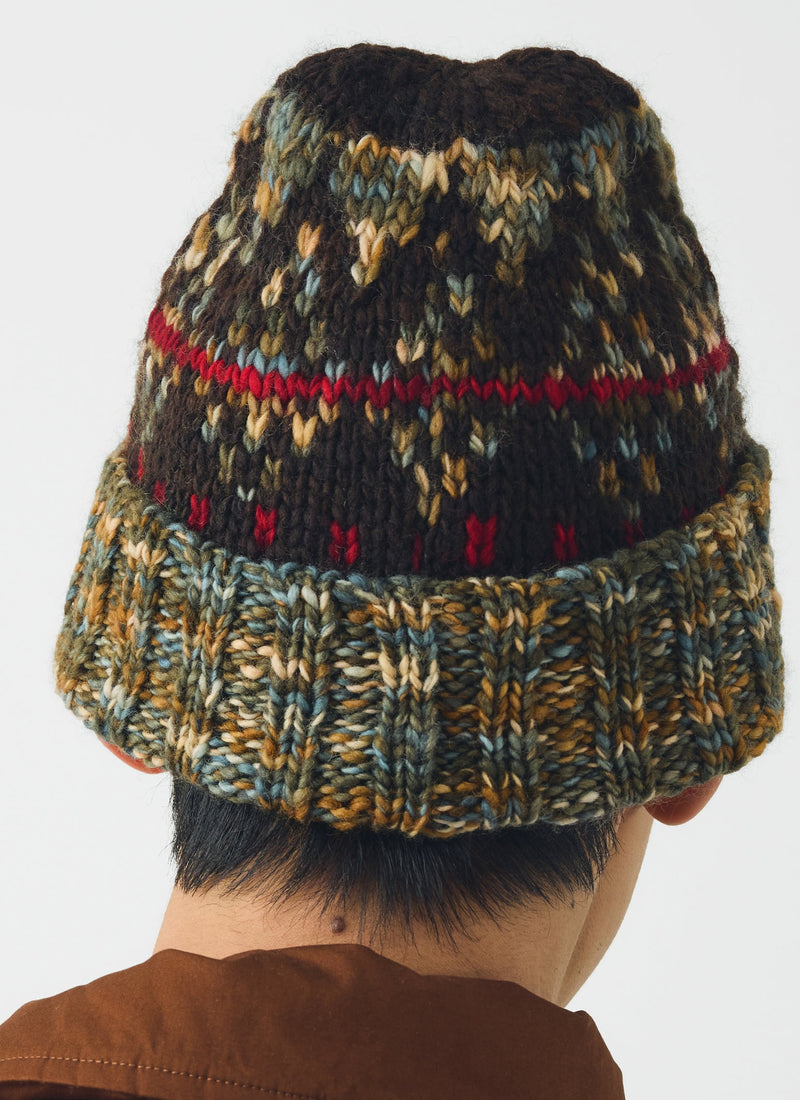 Hand Knitted Jacquard Beanie | Harvest