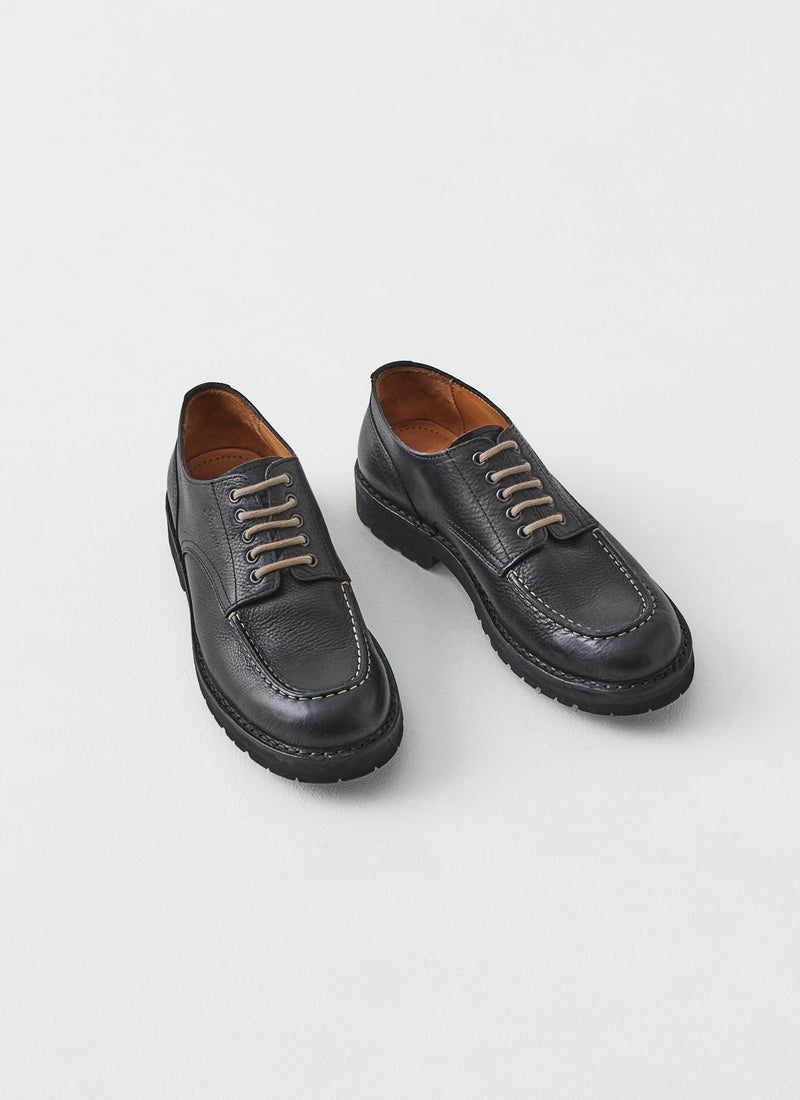 Fracap Contrast Stitch Postman Shoes | Black/Ecru