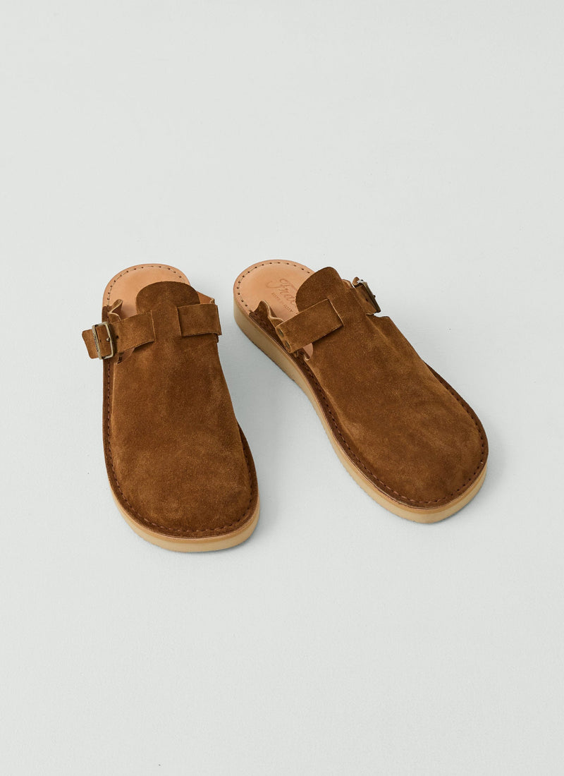 Fracap Suede Buckle Mules | Tabacco