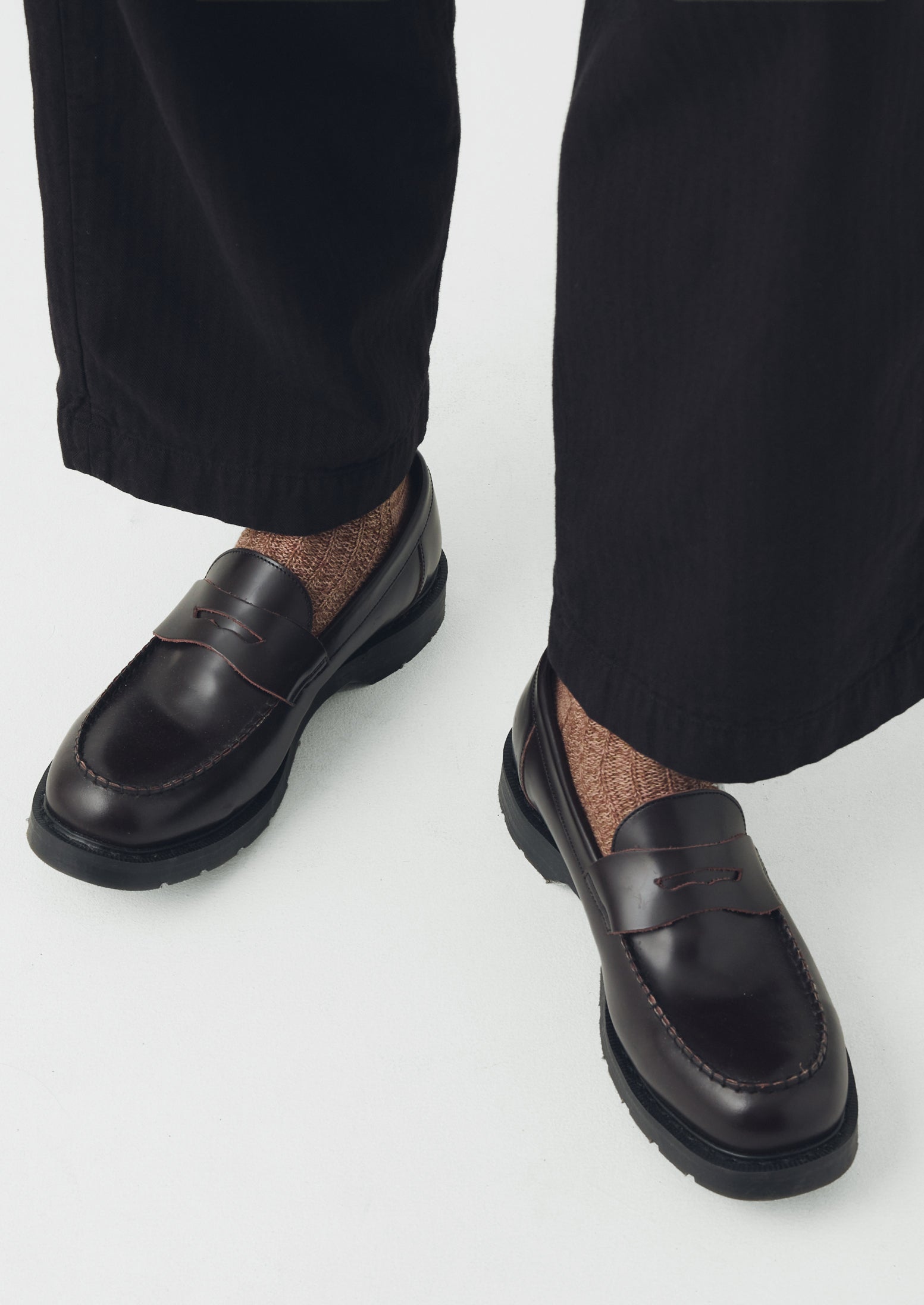 Solovair Leather Stitched Loafers | Cordovan | TOAST