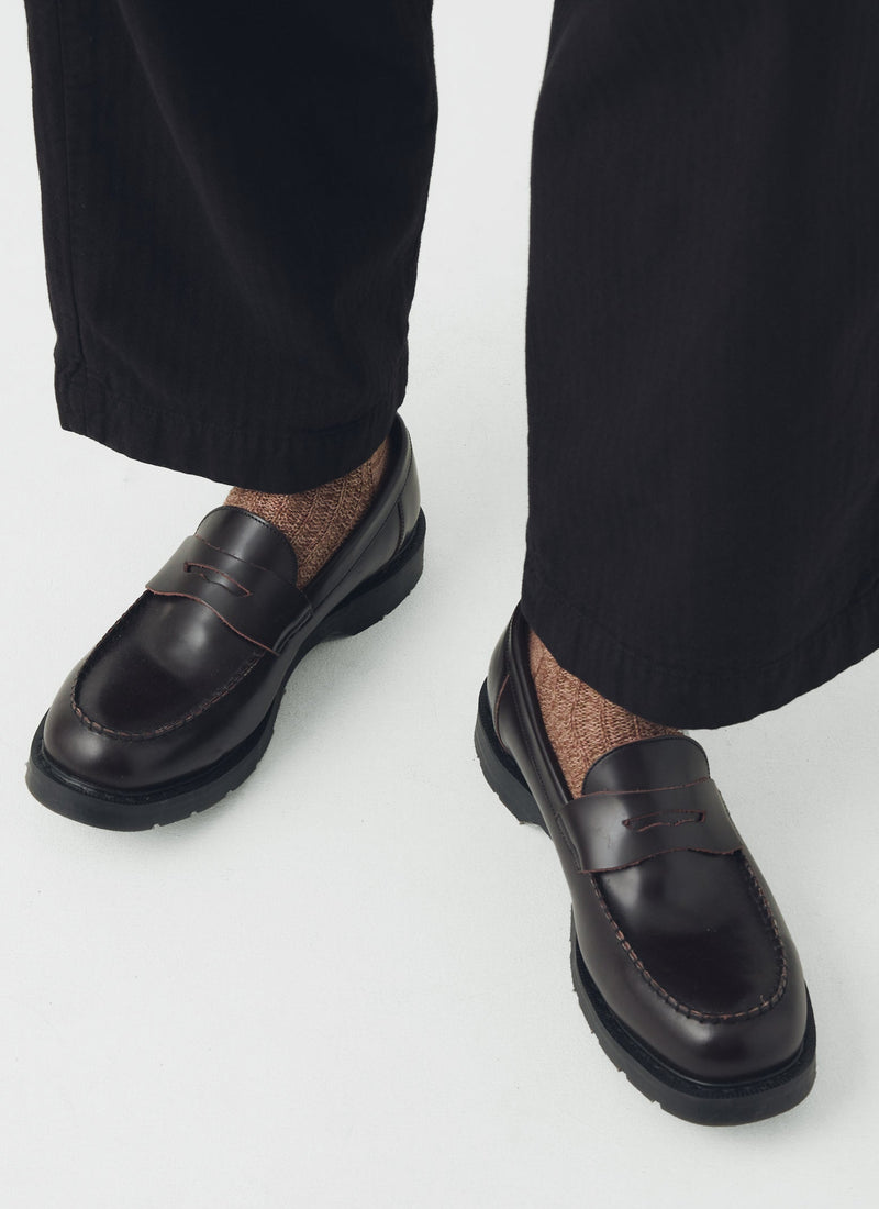 Solovair Leather Stitched Loafers | Cordovan
