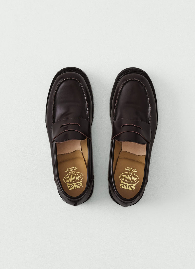 Solovair Leather Stitched Loafers | Cordovan