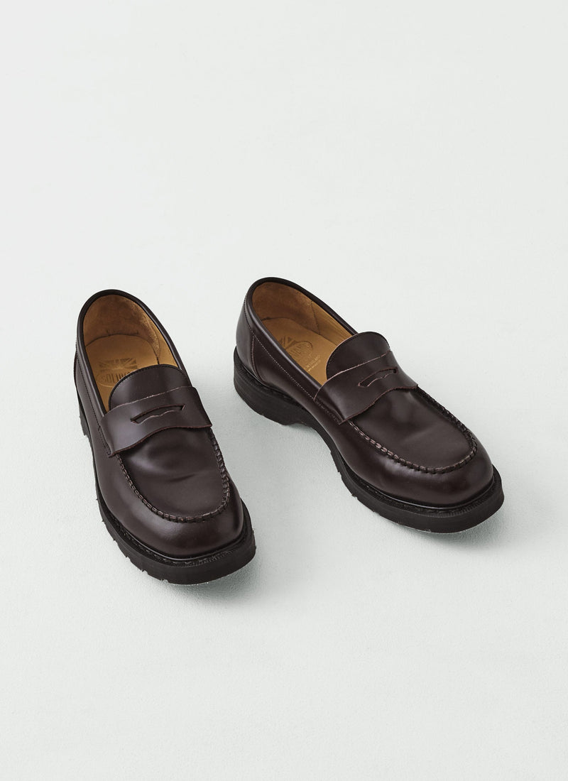 Solovair Leather Stitched Loafers | Cordovan