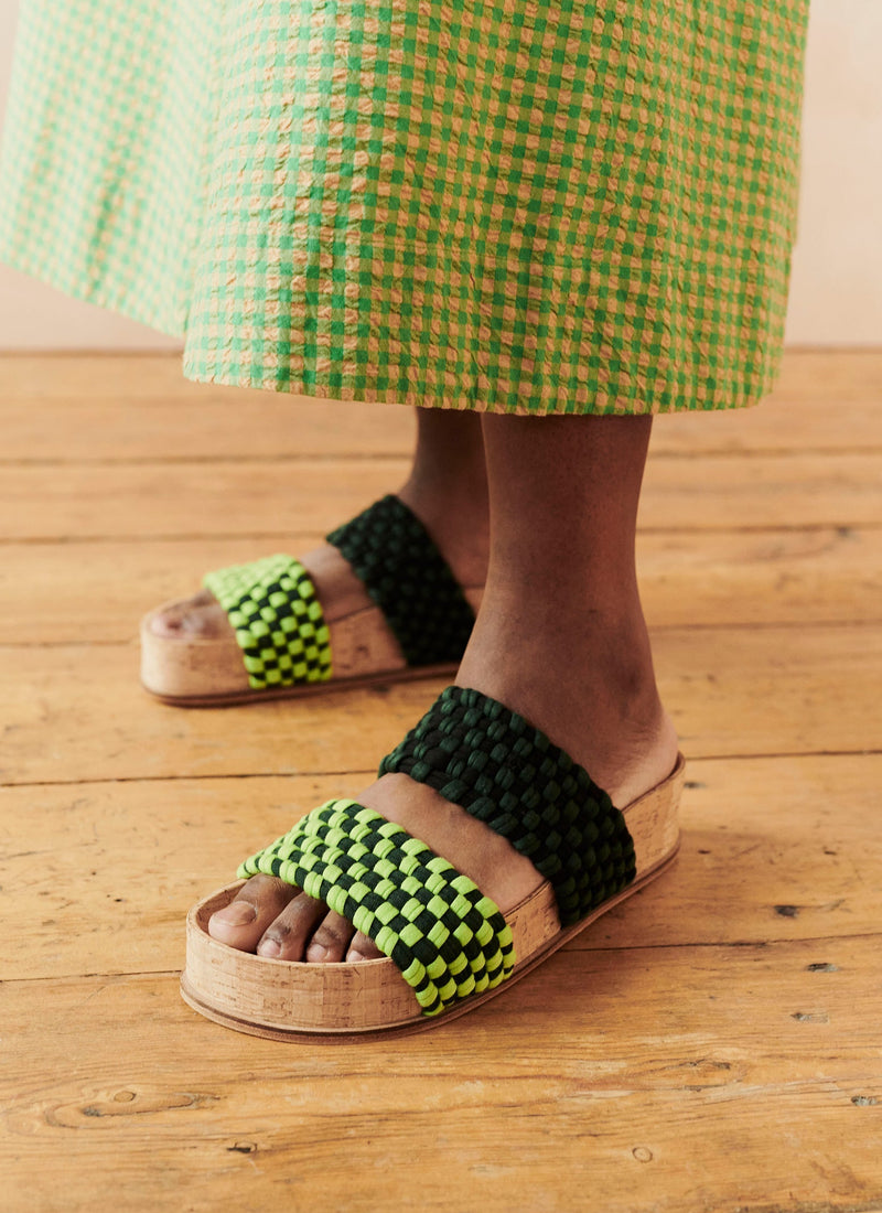 Marea Braided Cotton Sandals | Lime Green