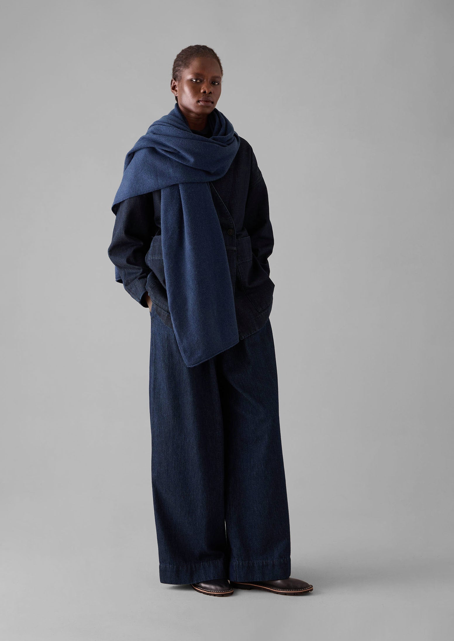 Cashmere Wool Wrap Scarf | Navy | TOAST