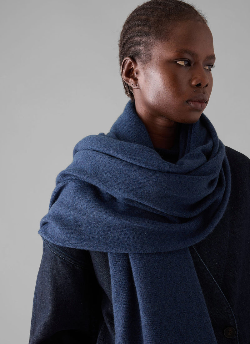 Cashmere Wool Wrap Scarf | Navy