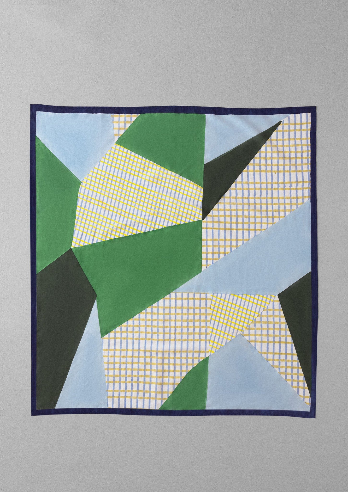 Cabin Patchwork Cotton Scarf | Blue/Green