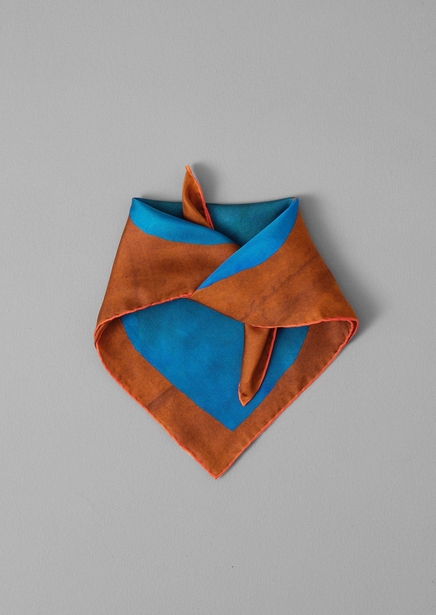 Paper Fold Print Silk Bandana | Copper Blue Multi