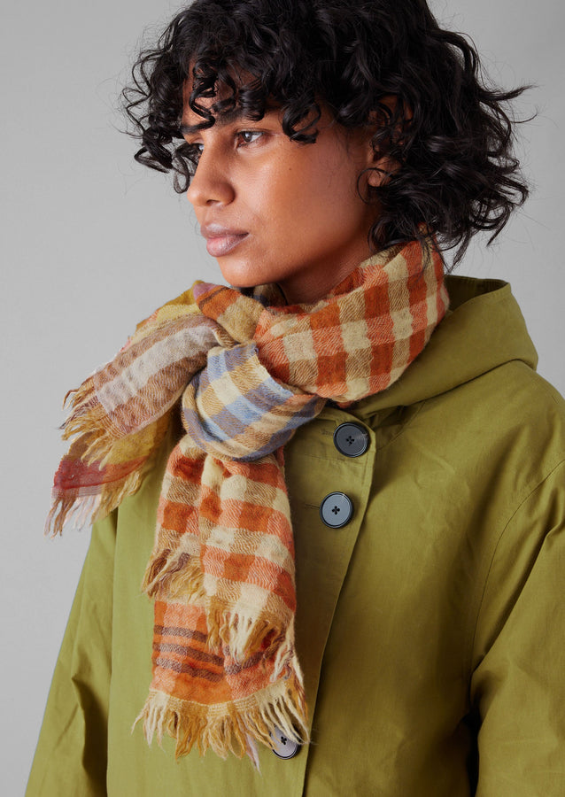 Dual Check Handwoven Knot Scarf | Primrose Yellow/Multi