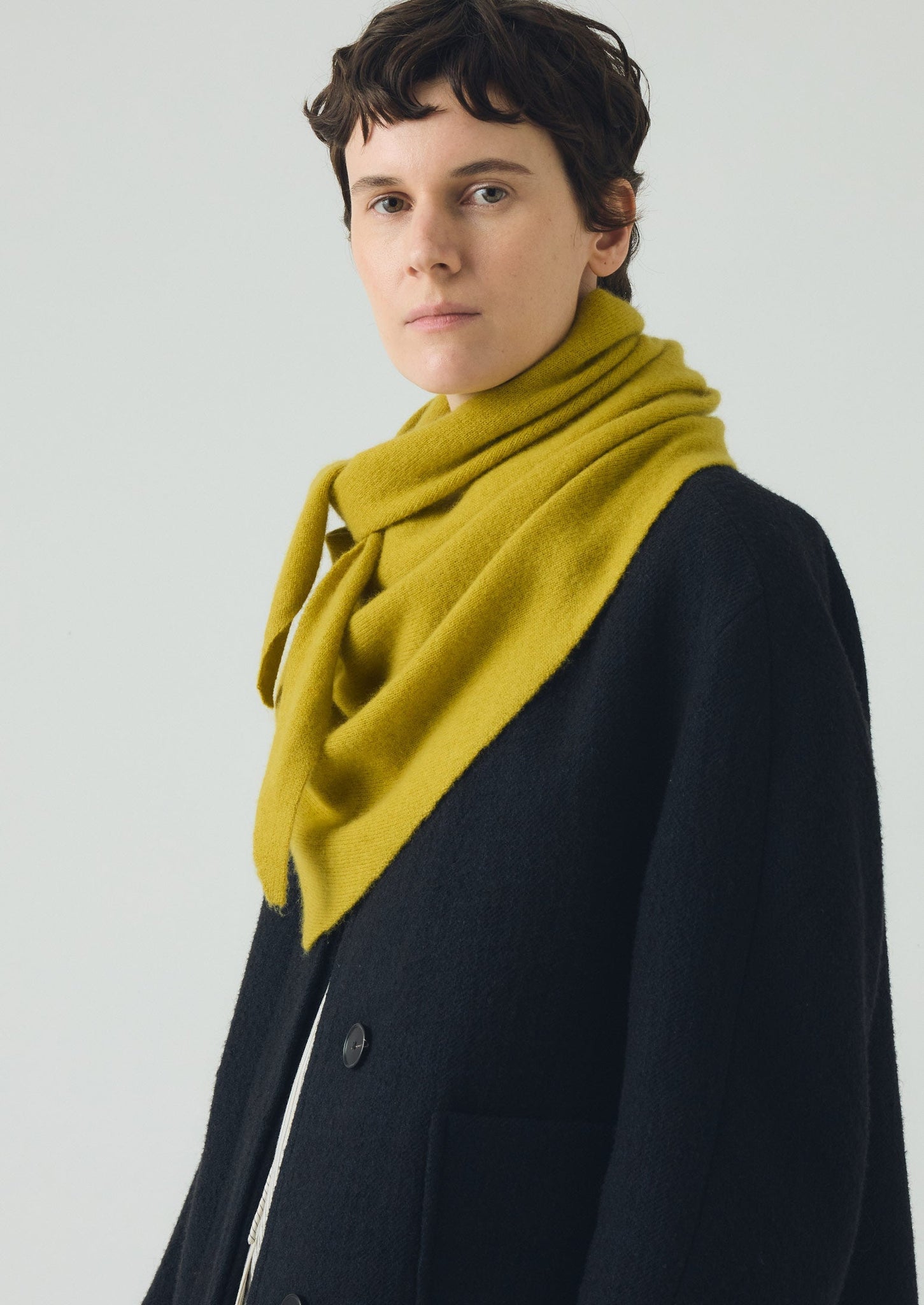 Wool Cashmere Large Bandana | Yellow Moss