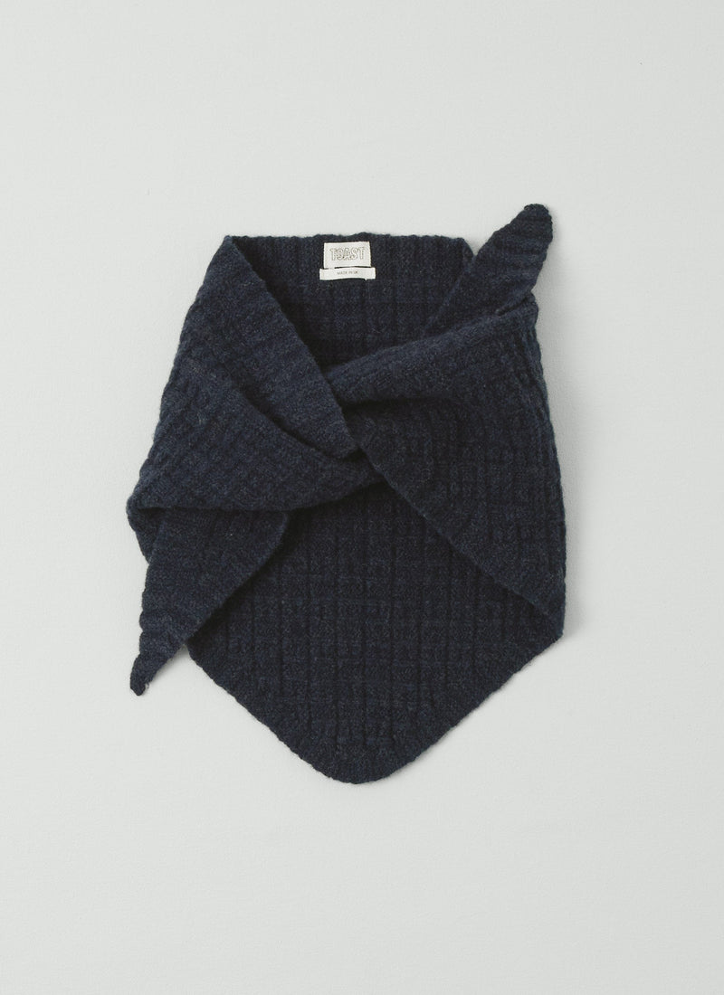 Knitted Wool Bandana | Indigo Melange