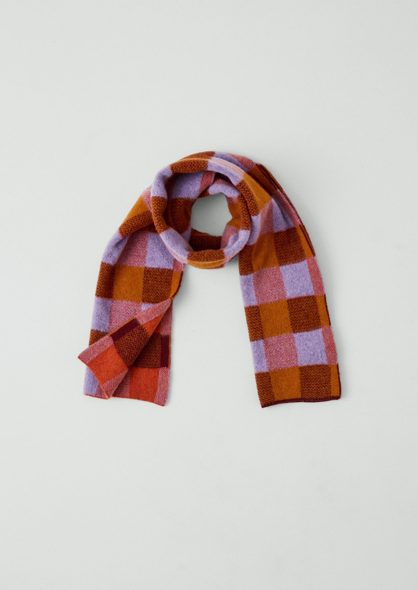 Check Brushed Wool Scarf | Red Multi