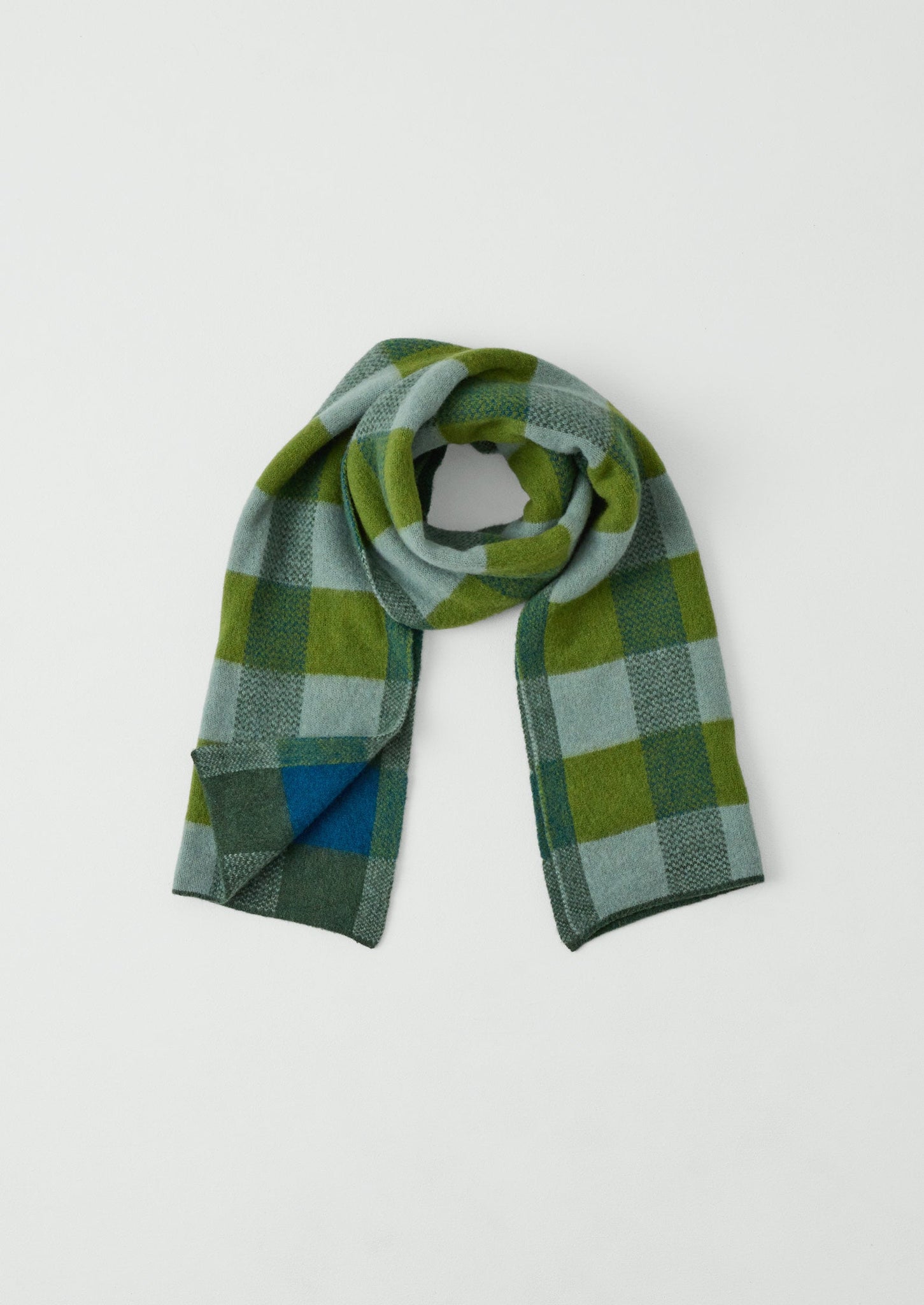 Check Brushed Wool Scarf | Green Multi