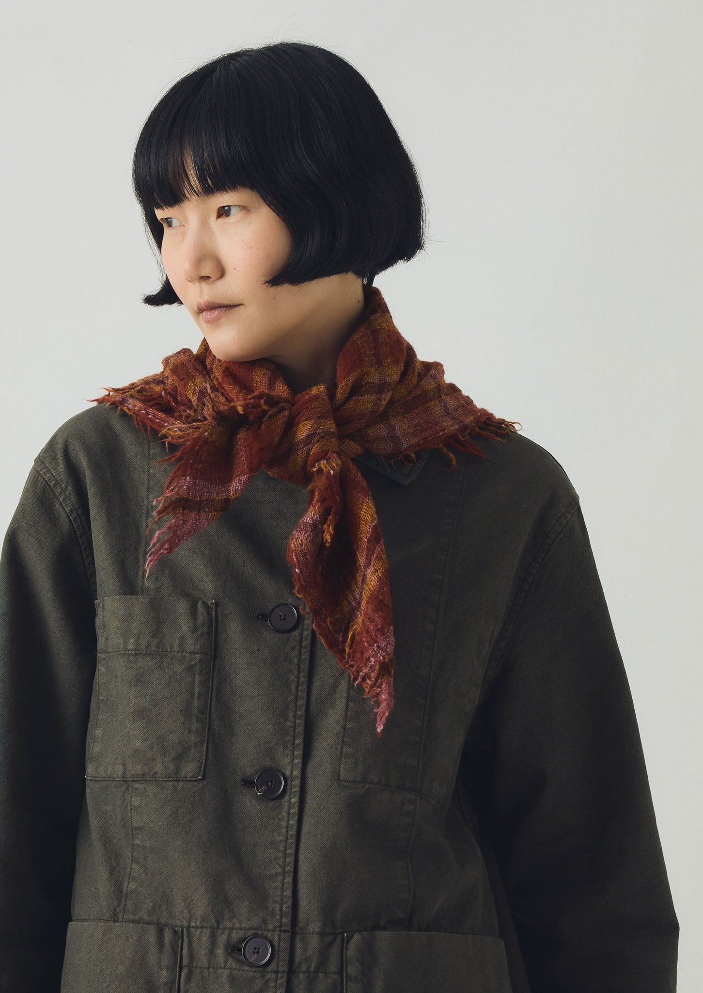 Reading Check Boiled Wool Scarf | Brick Red