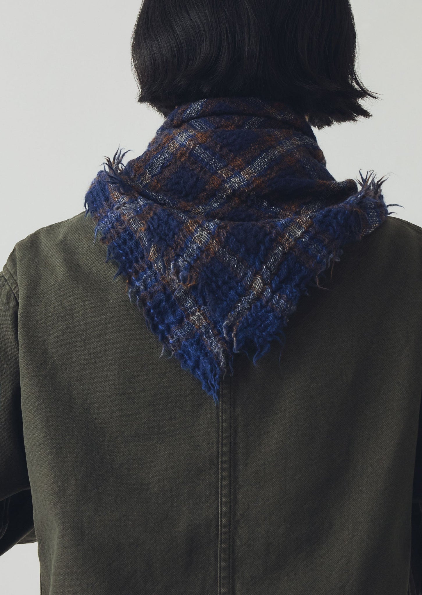 Reading Check Boiled Wool Scarf | Shadow Blue