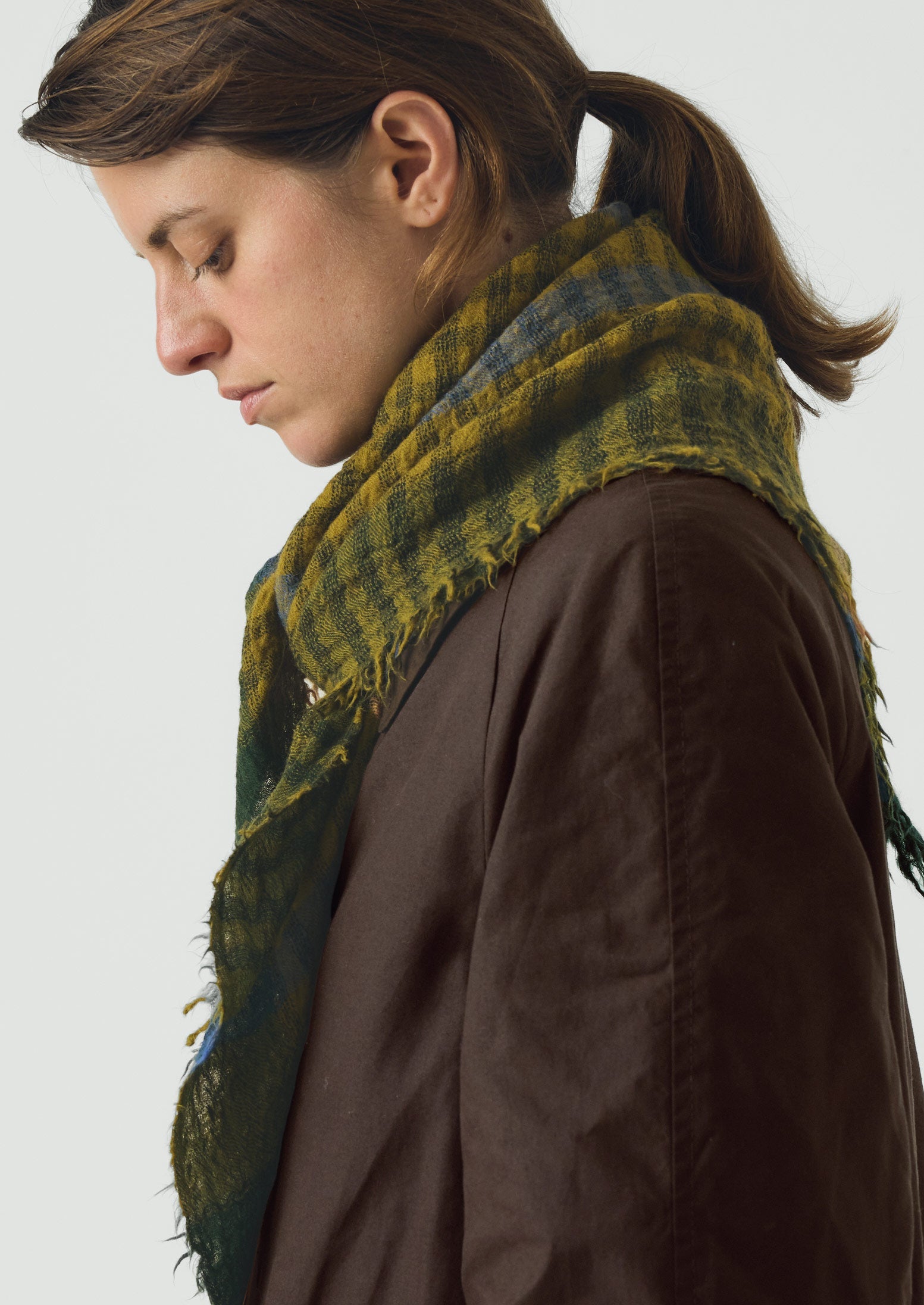 Pantry Check Boiled Wool Scarf | Olive | TOAST