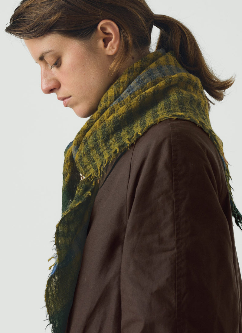 Pantry Check Boiled Wool Scarf | Olive