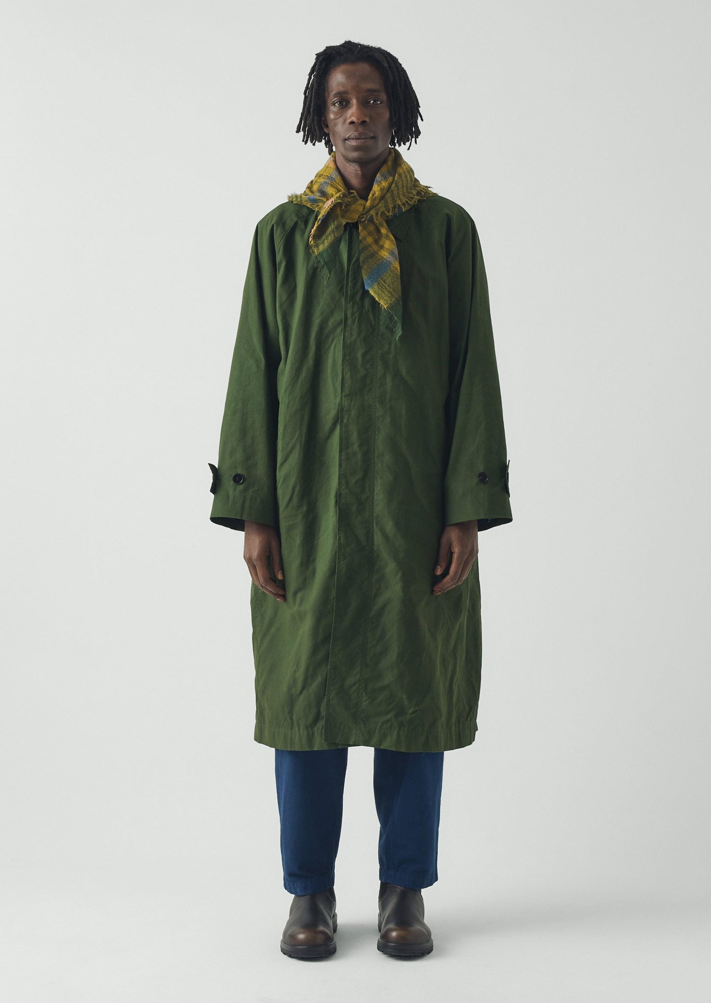 Pantry Check Boiled Wool Scarf | Olive