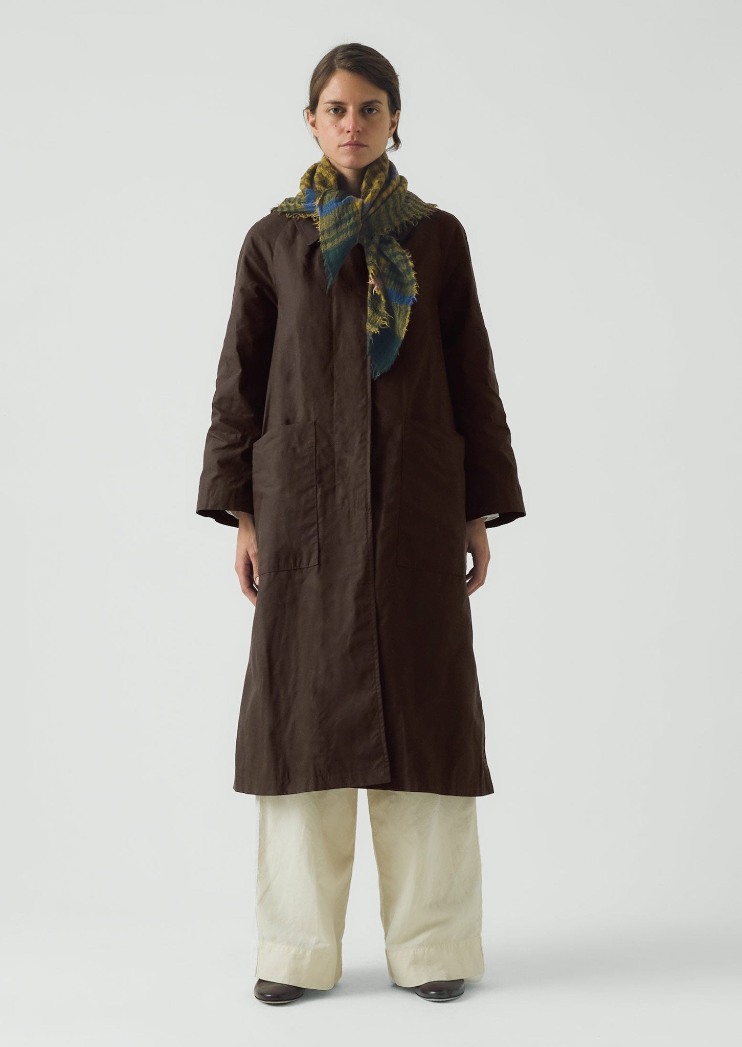 Pantry Check Boiled Wool Scarf | Olive