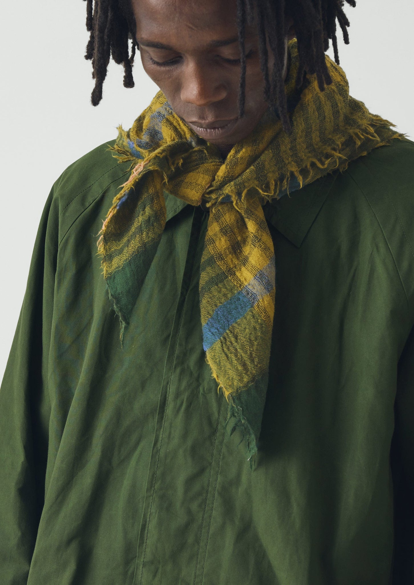 Pantry Check Boiled Wool Scarf | Olive