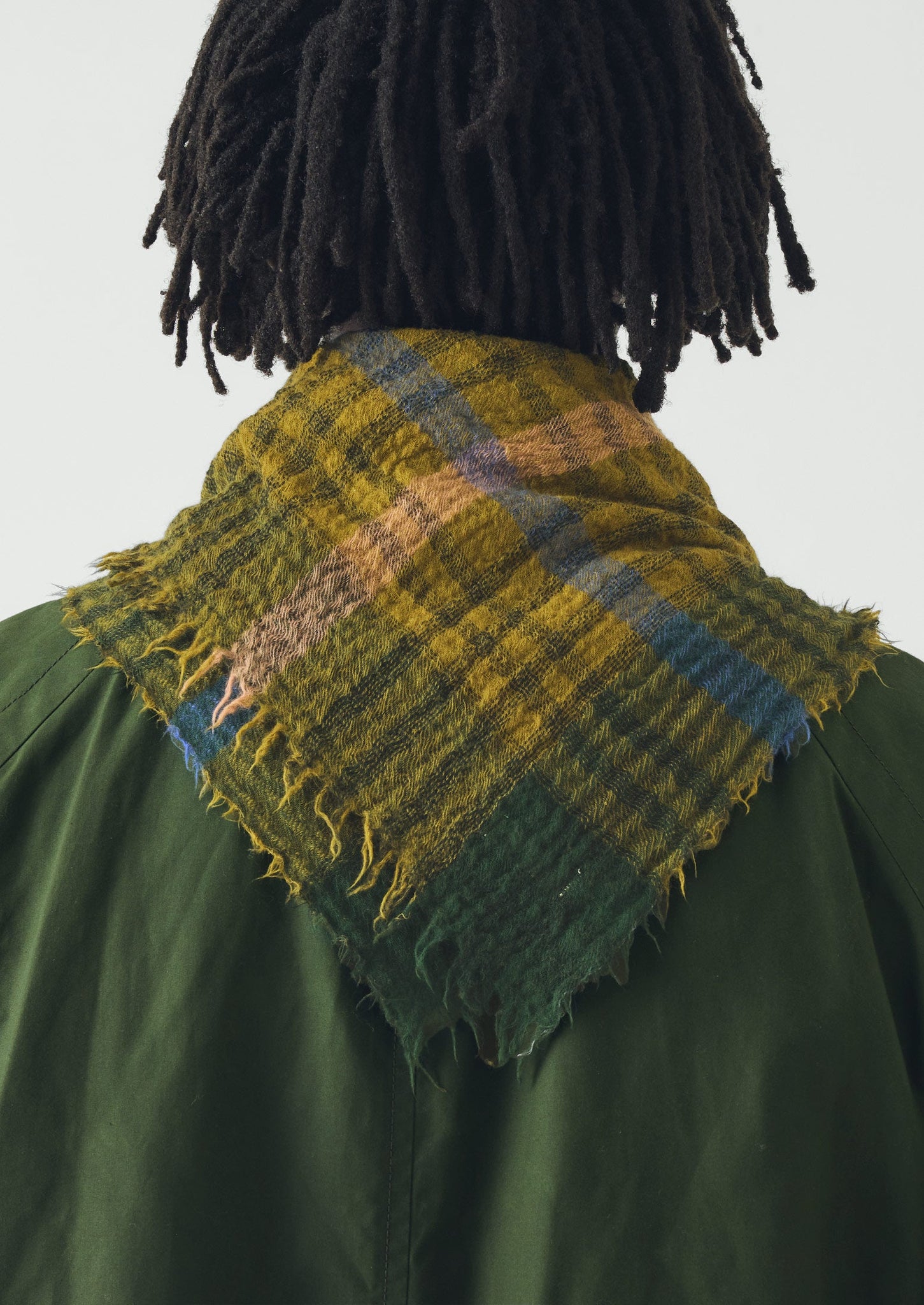 Pantry Check Boiled Wool Scarf | Olive