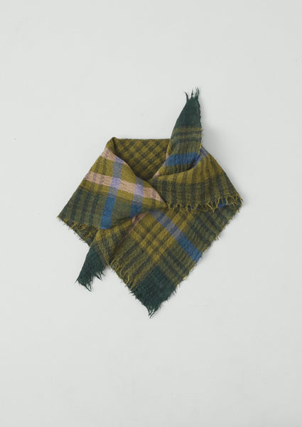 小物 GroundY DOBBY WOOL TWO-TONE COLOR STOLE Pantry Check Boiled Wool Scarf | Olive | TOAST