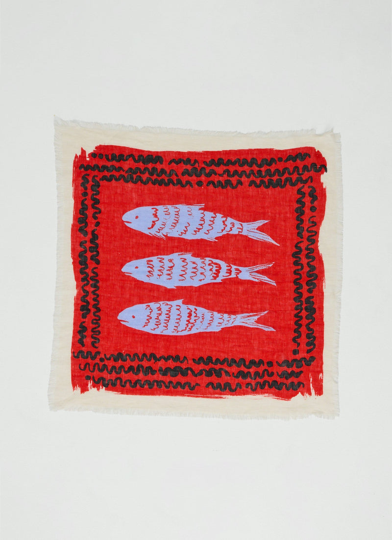 Market Fish Linen Bandana | Poppy