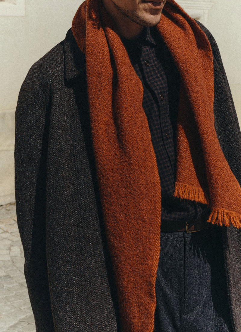 Chevron Wool Cashmere Scarf | Spice