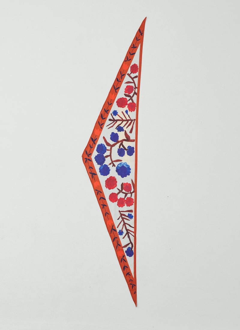 Flower Crown Print Triangle Bandana | Cobalt