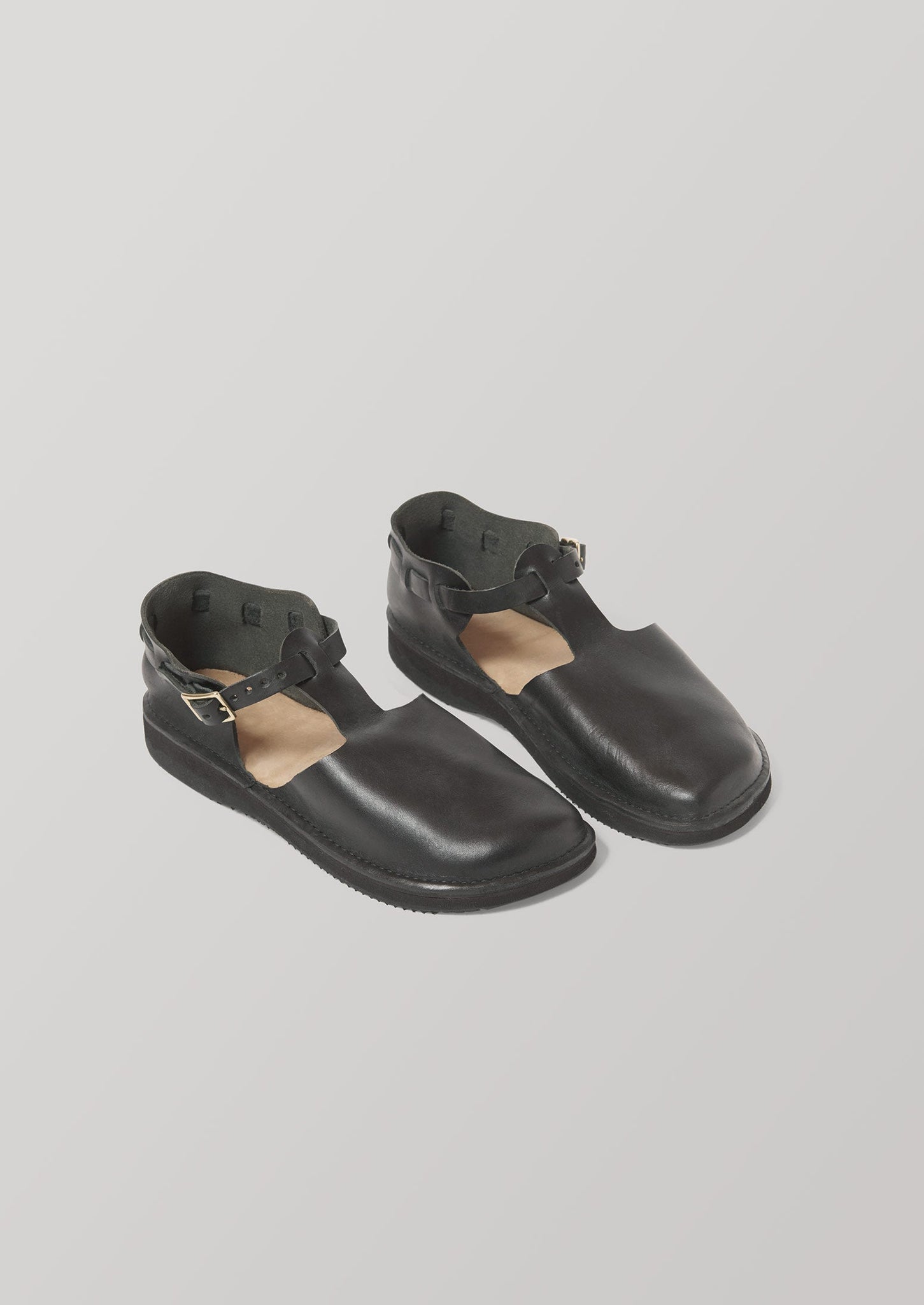 Aurora T Strap Leather Shoes | Black
