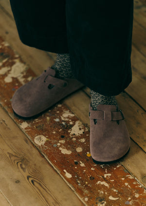 Honeycomb Stitch Wool Socks | Putty/Kohl