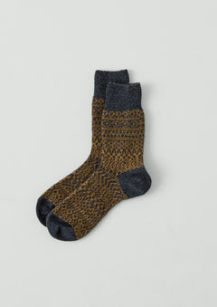 Nishiguchi Kutsushita Wool Jacquard Socks | Seagull Blue | TOAST
