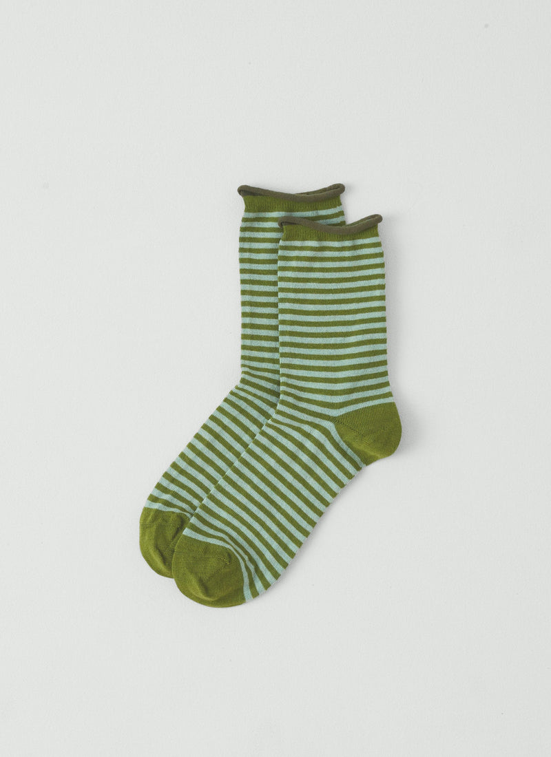 Stripe Cotton Cashmere Socks | Apple/Mint