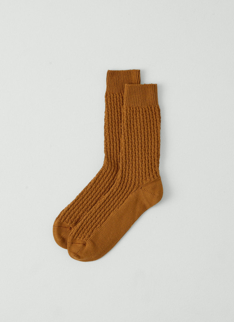 Textured Cotton Sock | Ochre