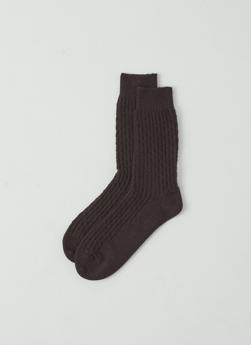 Textured Cotton Sock | Peat Melange