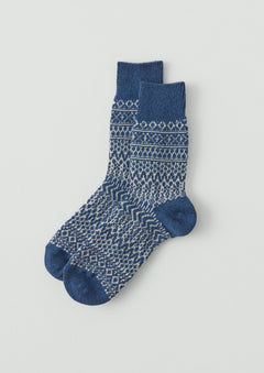 Nishiguchi Kutsushita Wool Jacquard Socks | Oat/Charcoal | TOAST