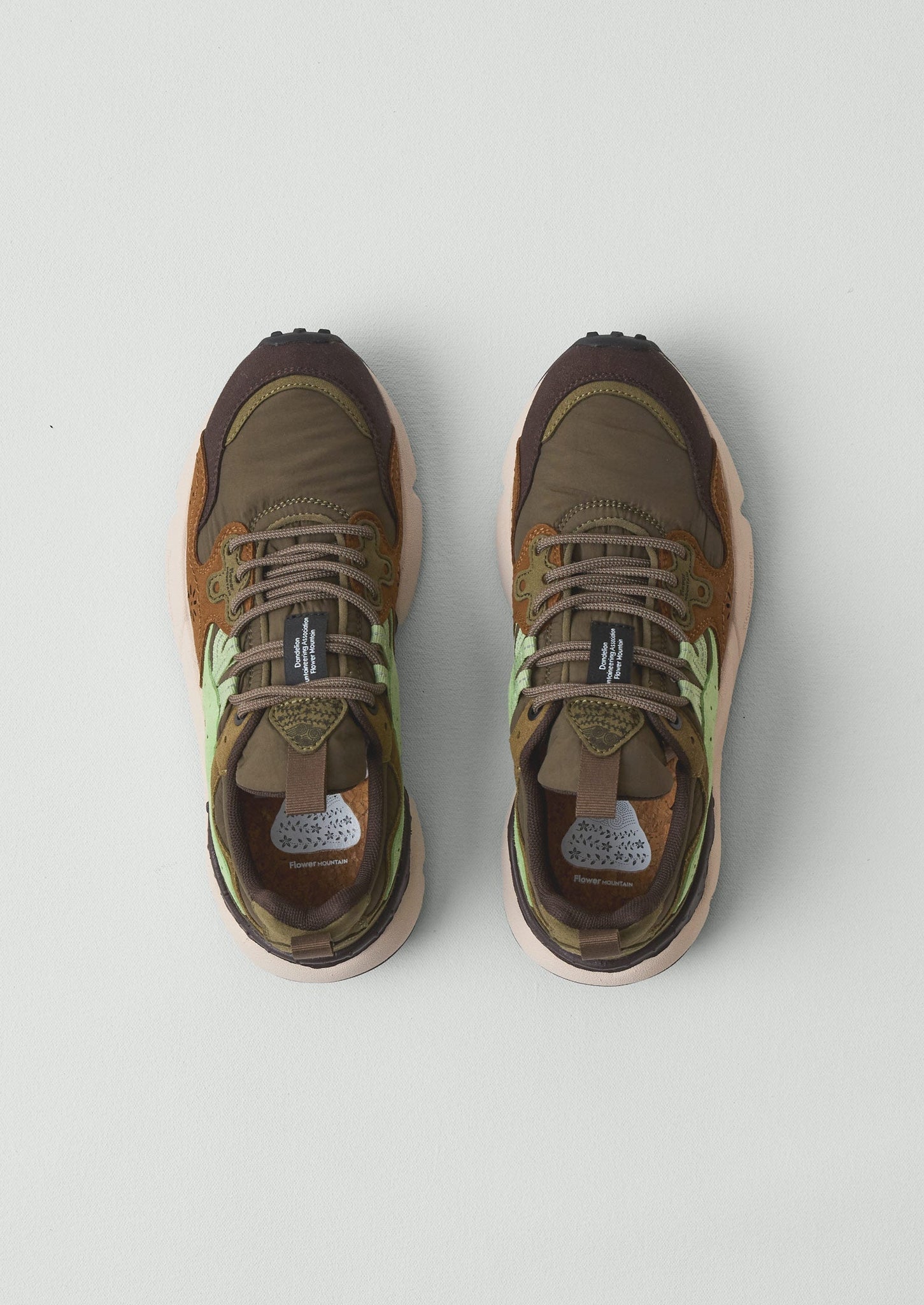 Flower Mountain Yamano Kaiso Panelled Sneakers | Deep Olive