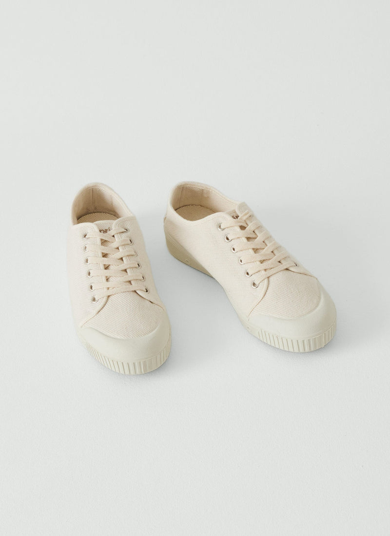 Spring Court Twill Plimsolls | Ecru