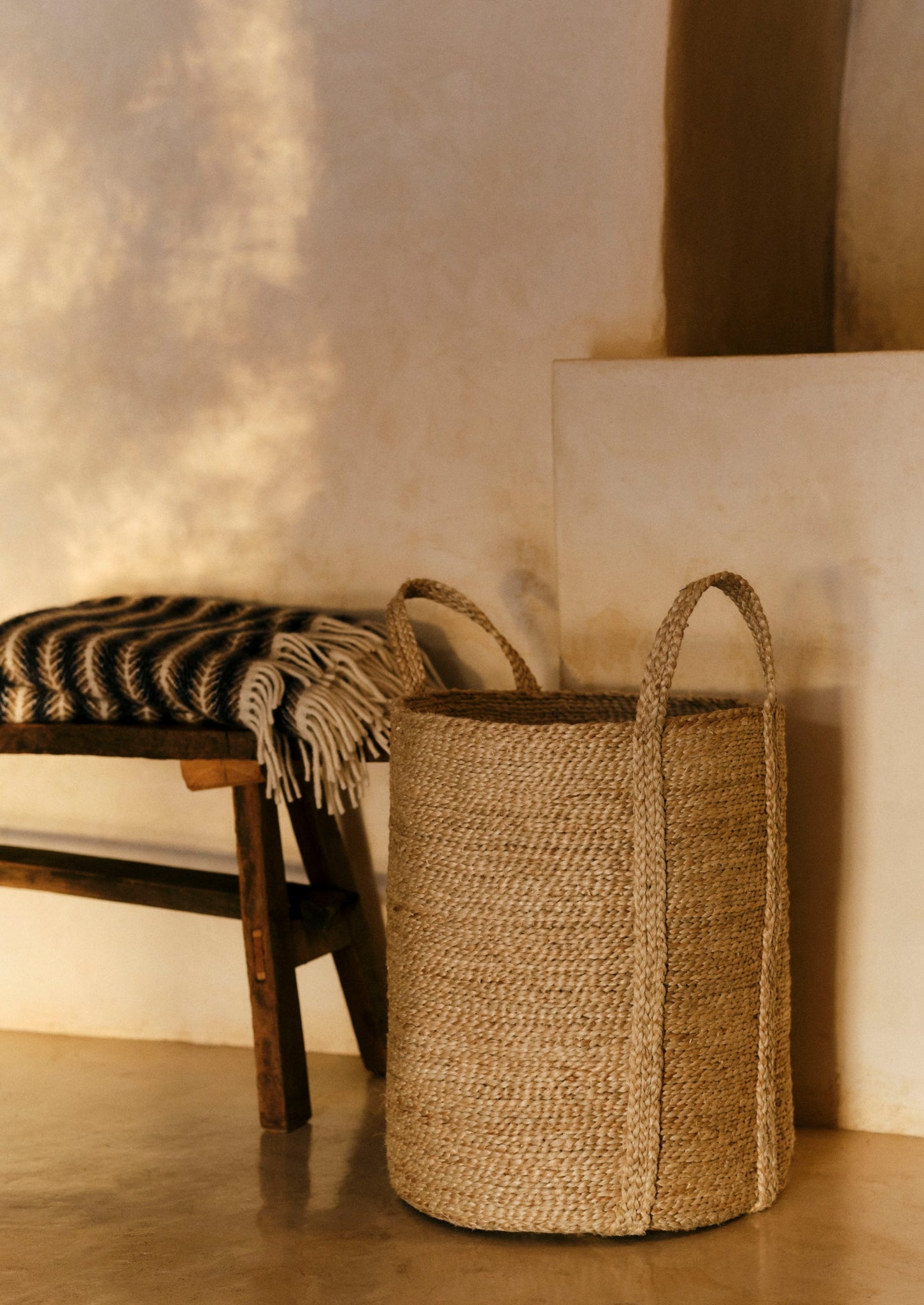 Jute Braided Tall Basket | Natural