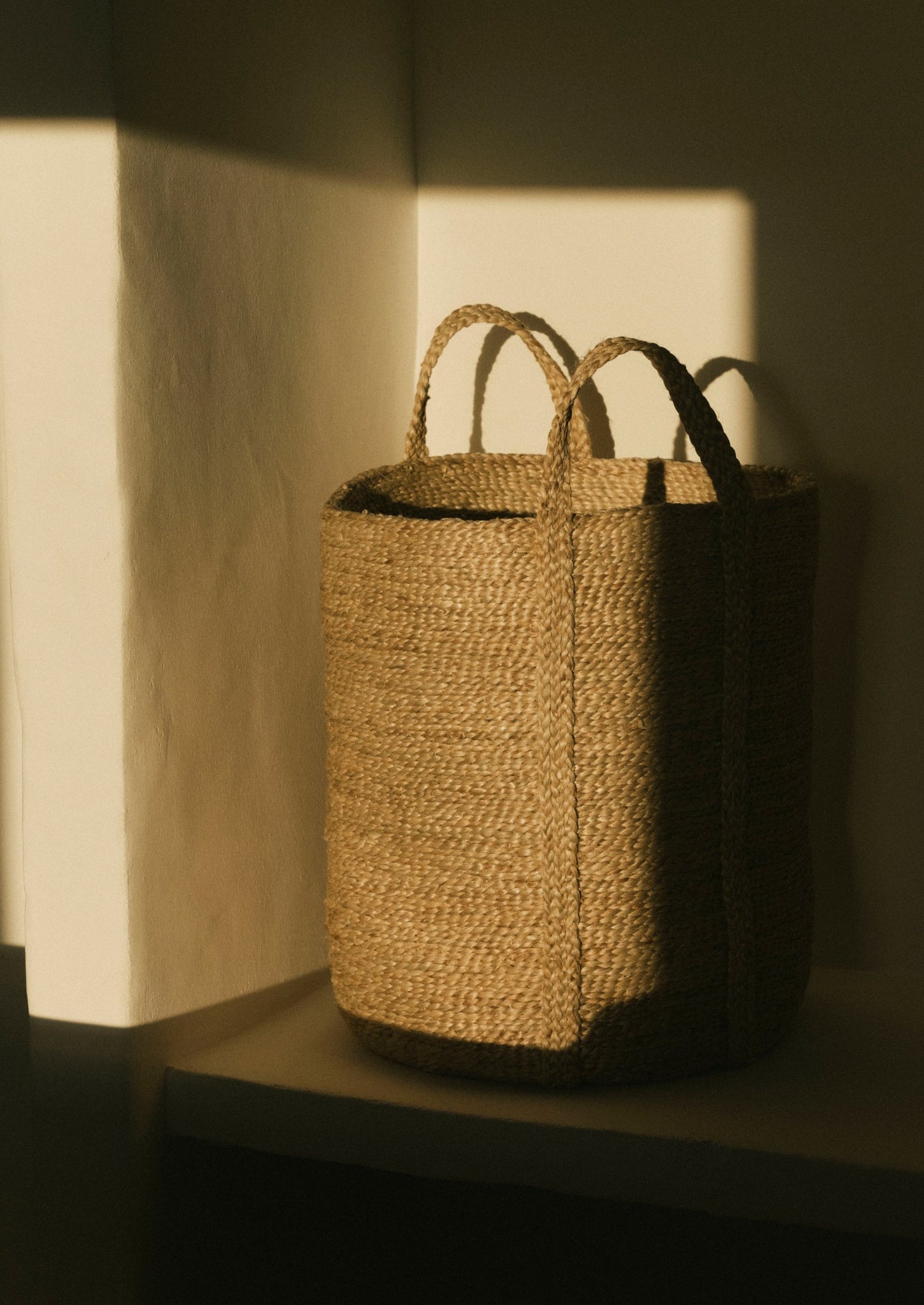 Jute Braided Tall Basket | Natural