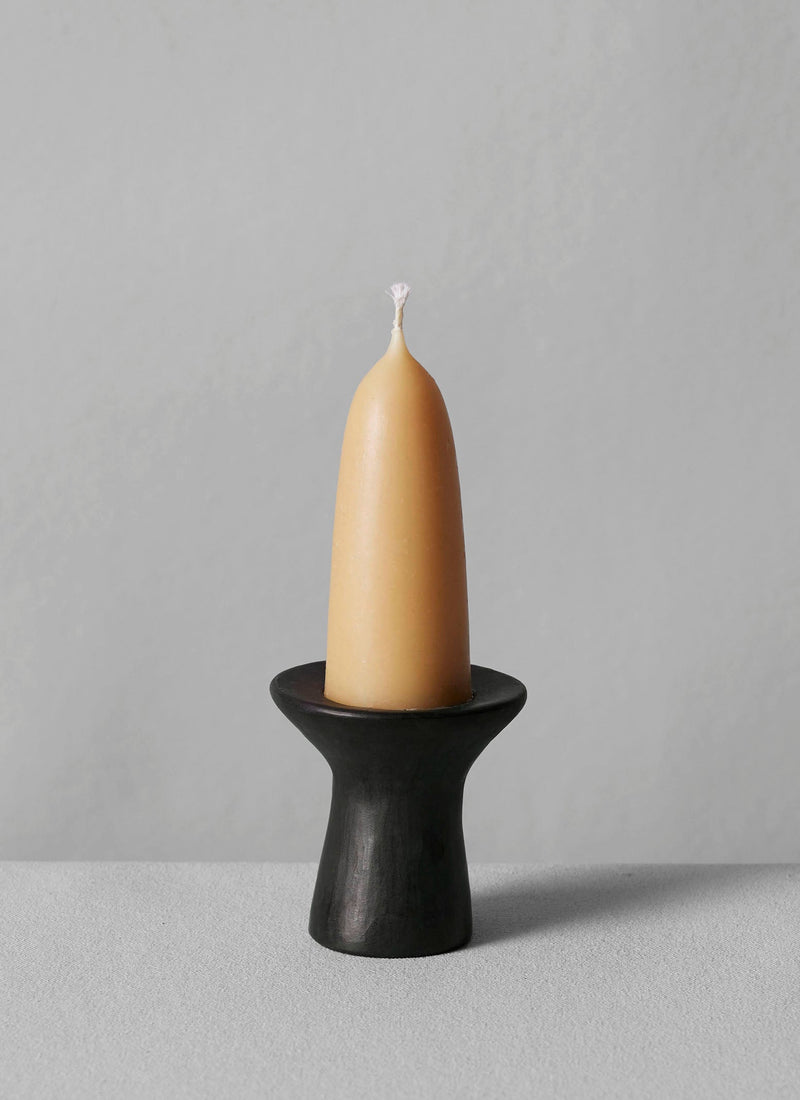 Longpi Stubby Candle Holder | Black Clay