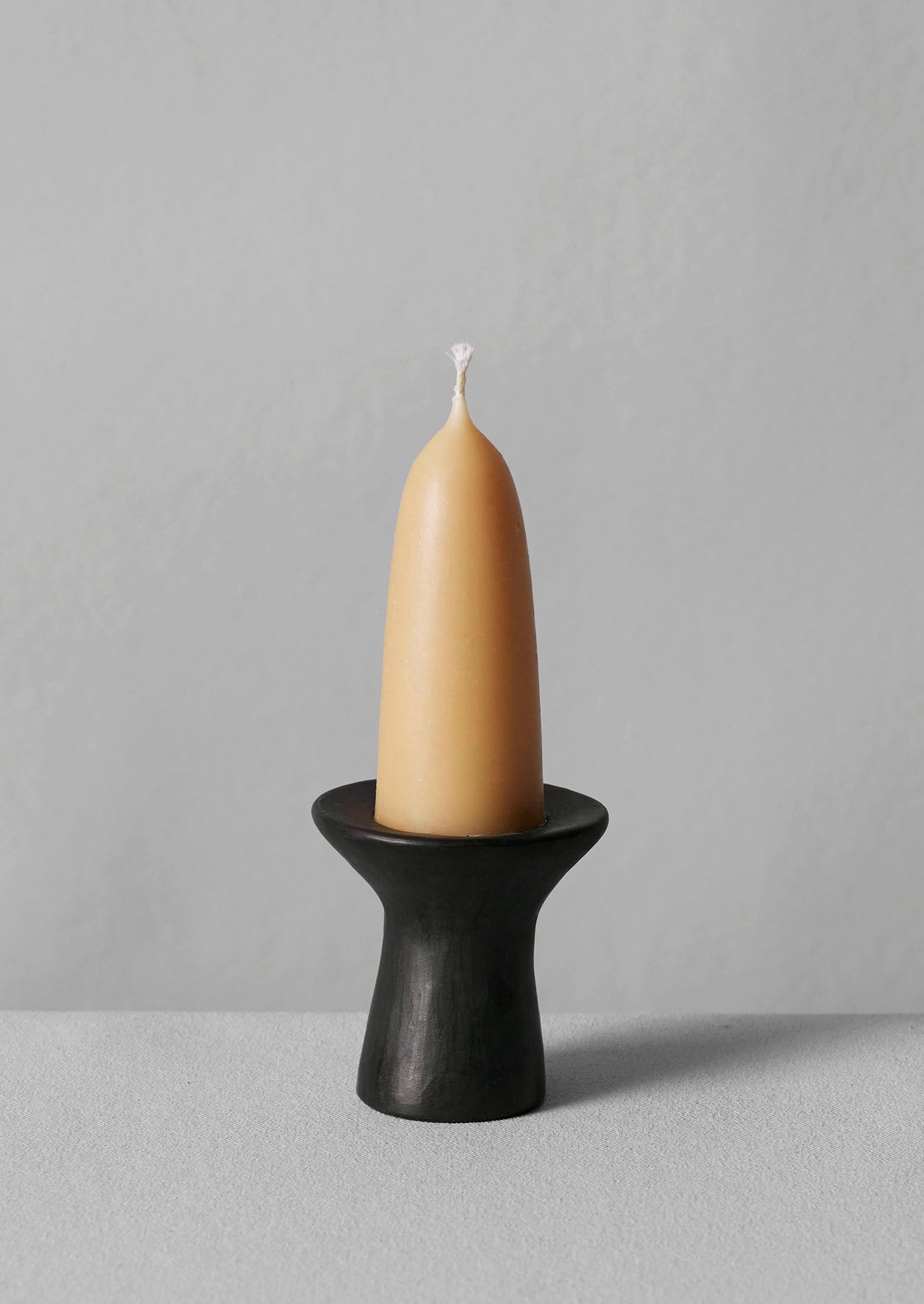 Longpi Stubby Candle Holder | Black Clay