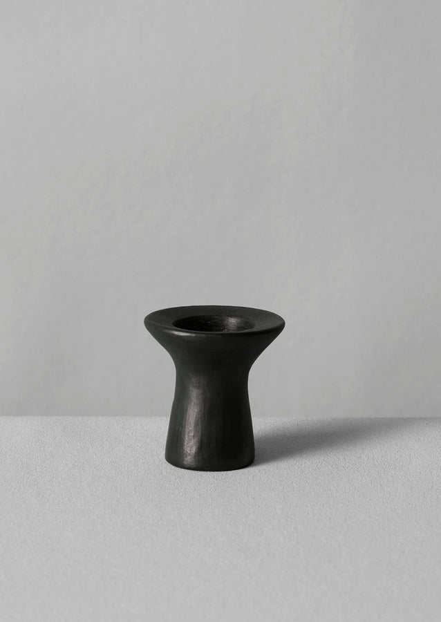 Longpi Stubby Candle Holder | Black Clay