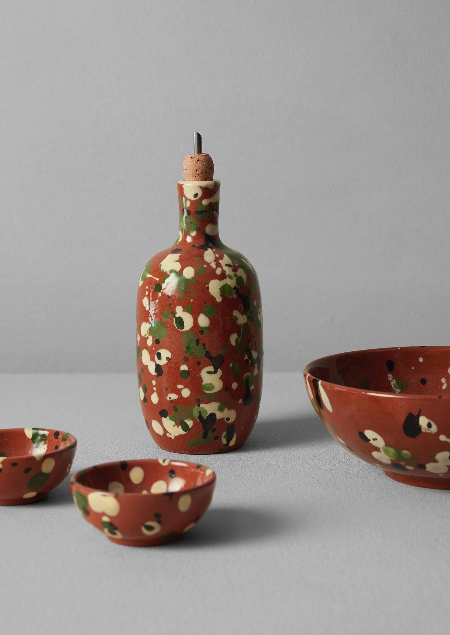 Cortona Splatter Pinch Pot Set | Terracotta/Multi