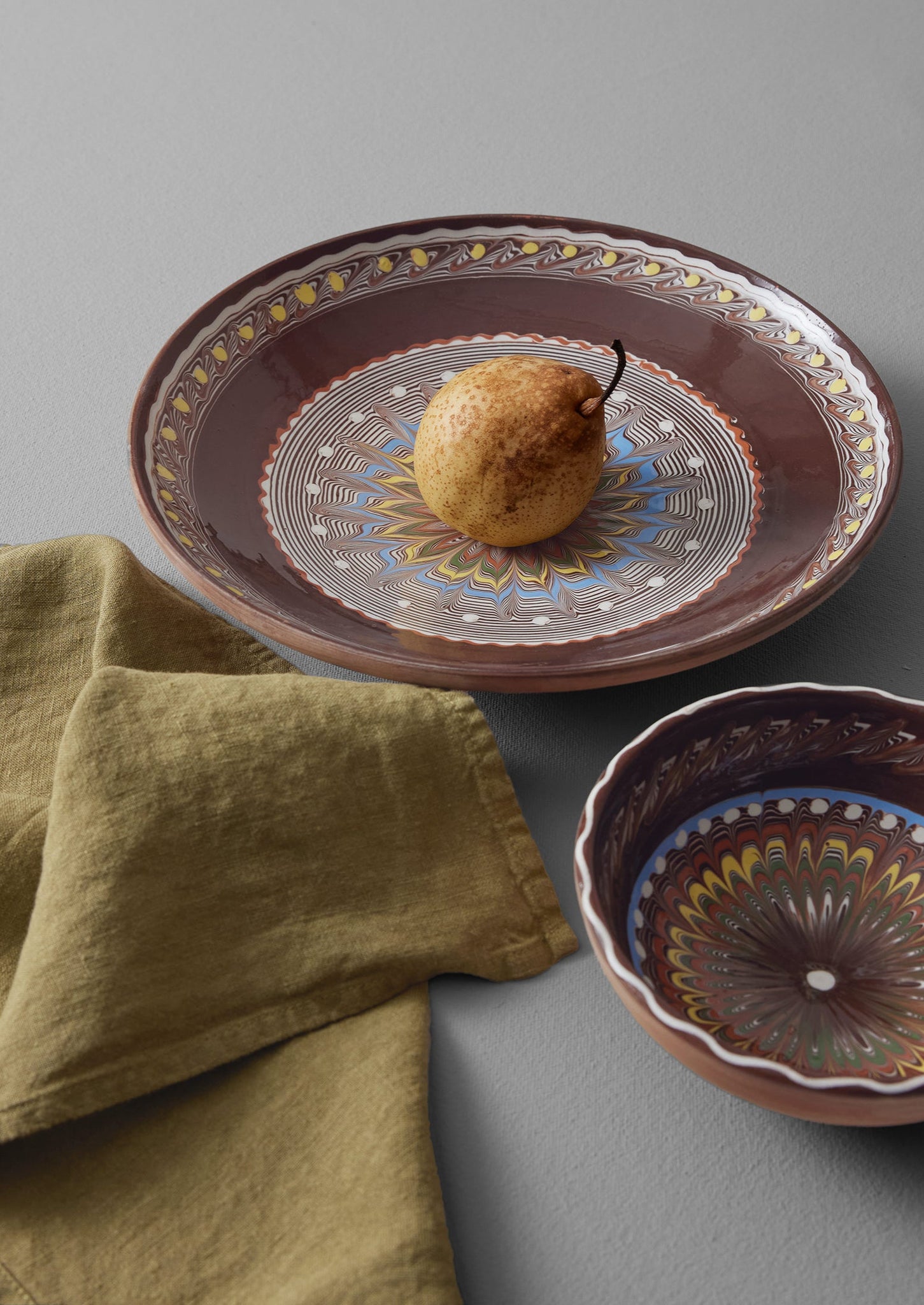 Romanian Horezu Serving Plate | Cocoa/Multi