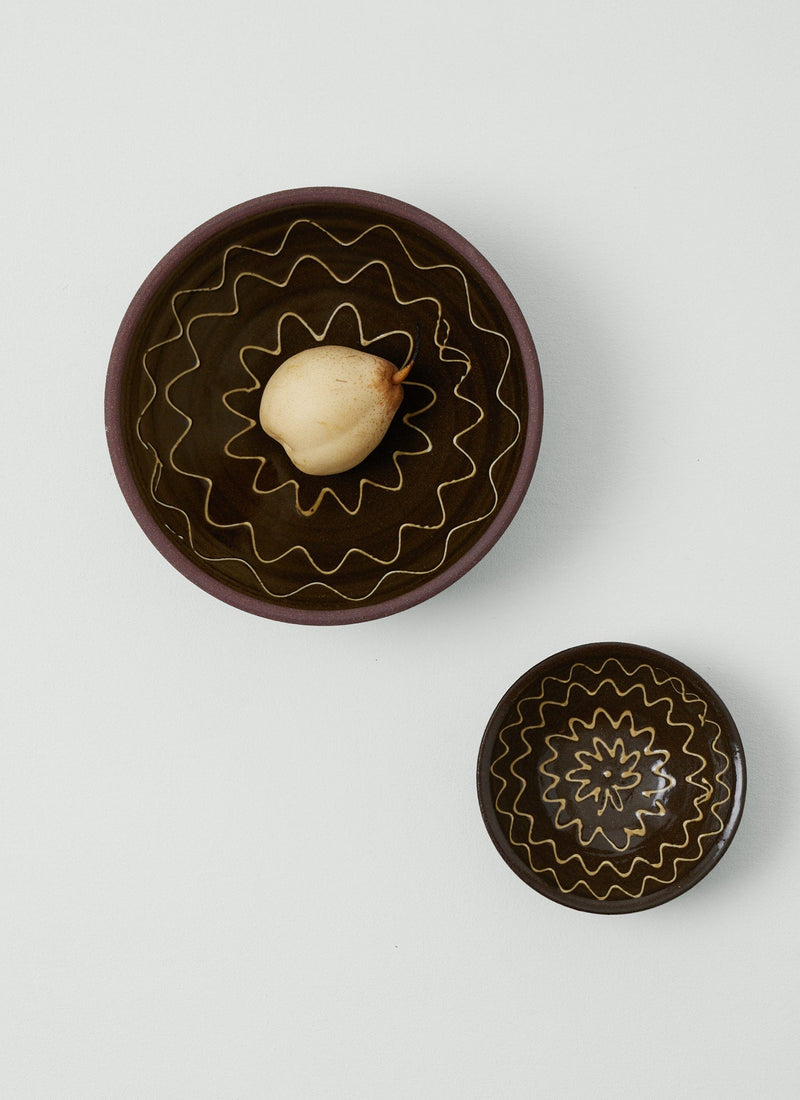 Lily Pearmain Flower Pattern Fruit Bowl | Peat/Terracotta